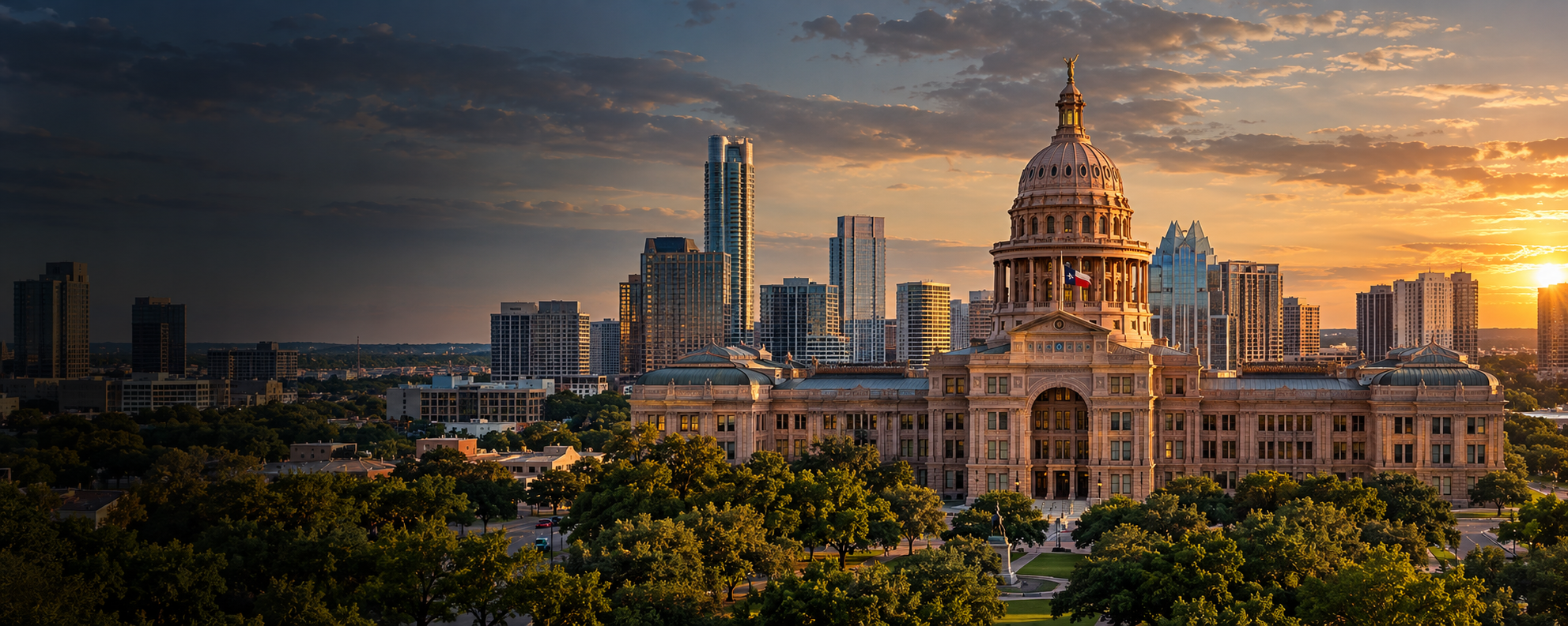Texas State Capitol at sunset